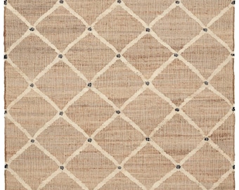 Handgeweven jute vloerkleed, handgemaakt jute vloerkleed, natuurlijk jute vloerkleed, katoenen jute vloerkleed, jute vloerkleed bedzijde, aangepast formaat vloerkleed, 8 x 10 jute vloerkleed