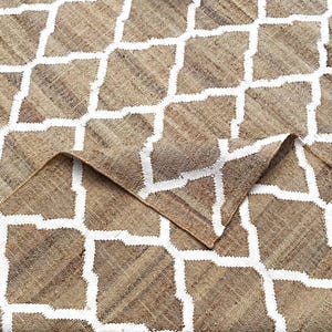 Handwoven Jute Rug, Cotton Jute Rug, Natural Jute Area Rug, Indoor Cotton Jute Rug, Jute Bedroom Rug, Custom Size Rug, 8X10 Outdoor Jute Rug