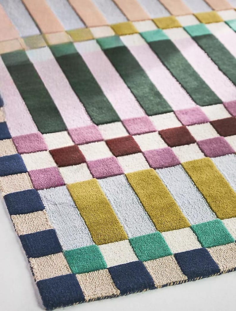 Handmade Wool Tufted Carpet -  Area Rug, Soft Wool Rug, Modern Home Decor, Custom Size Rug, Living Room, Bedroom Rug - 9X12 Hand Tufted Rug