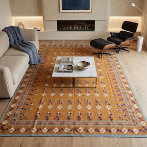 Wool Area Rug, Modern 9X12 Wool Rug, Wool Bedroom Rug for living room and Bedroom, Indoor Rug, Handwoven Wool Rug, Custom Wool Rug
