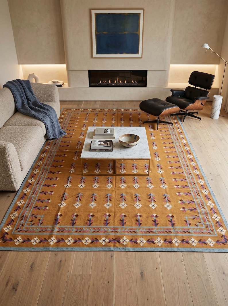 Wool Area Rug, Modern 9X12 Wool Rug, Wool Bedroom Rug for living room and Bedroom, Indoor Rug, Handwoven Wool Rug, Custom Wool Rug