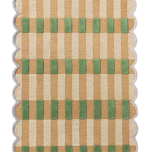 Wool Hand Tufted Scalloped Rug - Scalloped Area Rug, Custom Size Rug - Hand Tufted Wool Rug for Living Room or Bedroom, 8X10 Wool Rug