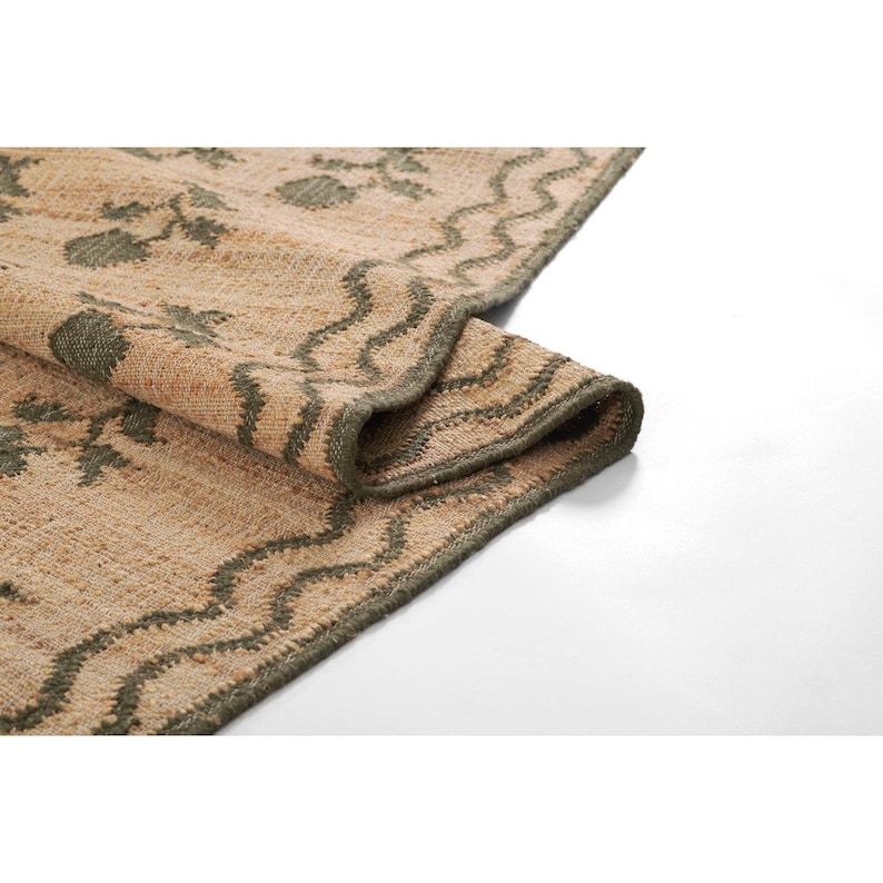 Handgeweven jute vloerkleed, handgemaakt jute vloerkleed, natuurlijk jute vloerkleed, katoenen jute vloerkleed, jute slaapkamer vloerkleed, aangepast formaat vloerkleed, jute vloerkleed binnen 8 x 10, 9 x 12 afbeelding 5