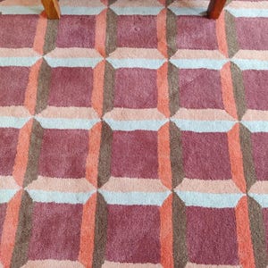 Geometric Pattern Wool Modern Carpet, Hand Tufted Wool Area Rug, Colorful Luxurious Designer Area Rug Living Room Bedroom 9X12 8x10 FT