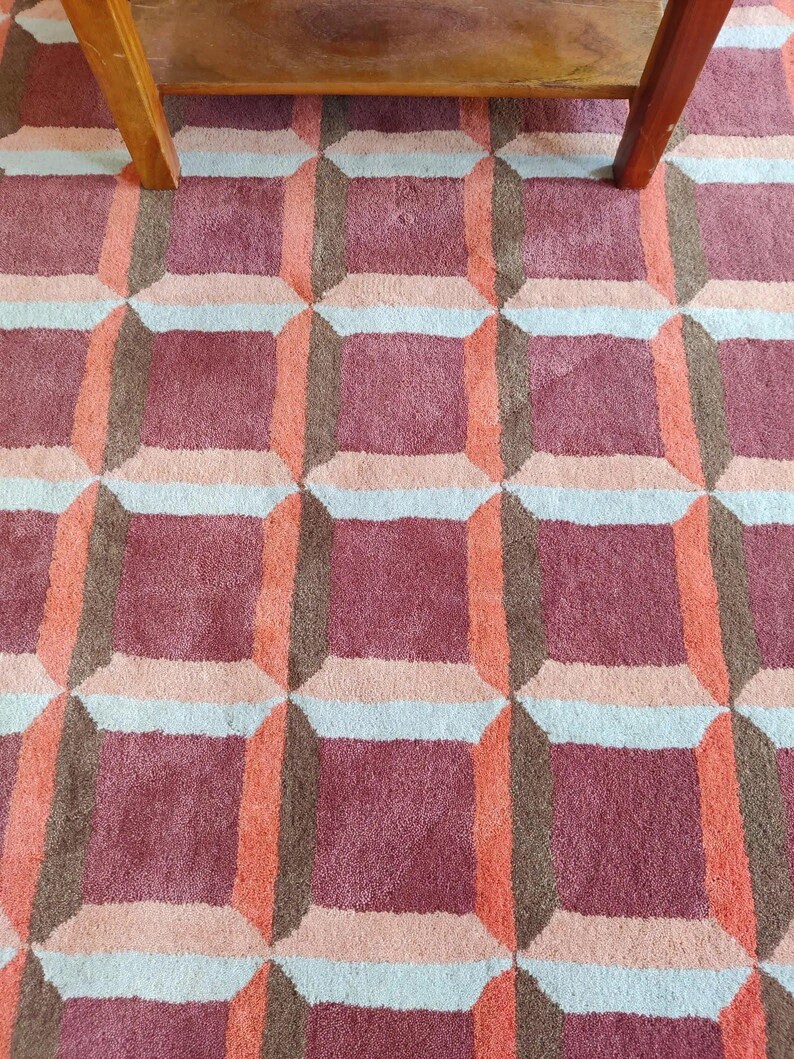 Geometric Pattern Wool Modern Carpet, Hand Tufted Wool Area Rug, Colorful Luxurious Designer Area Rug Living Room Bedroom 9X12 8x10 FT