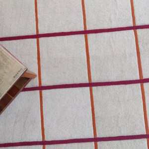 Contemporary Checkered Premium Wool Hand Tufted Rug – 8X10, 9x12, 12X12, 12X15 Large Custom Area Rug for Bedroom and Living Room