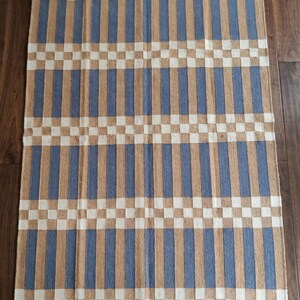 Striped and Checkered Modern Bedroom Rug for living room Bedroom, Indoor Flatweave Carpet, Handwoven 8X10, 9X12, 4X6, 6X9 FT Wool Rug