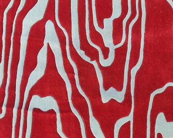 Large Size 12X12 Custom Wool Hand Tufted Rug - Garnet Red and Grayish Blue Tufted Rug - 9X12 Wool Rug For Bedroom, Living Room and Dining