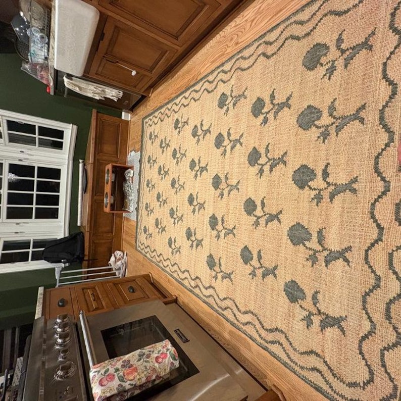 Handgeweven jute vloerkleed, handgemaakt jute vloerkleed, natuurlijk jute vloerkleed, katoenen jute vloerkleed, jute slaapkamer vloerkleed, aangepast formaat vloerkleed, jute vloerkleed binnen 8 x 10, 9 x 12 afbeelding 12
