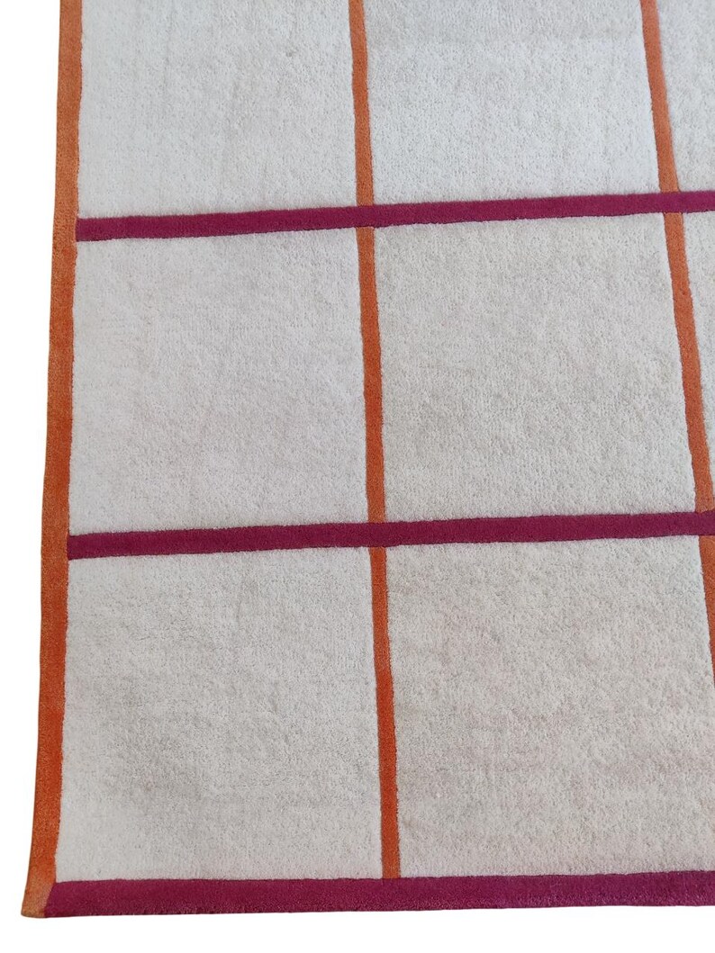 Contemporary Checkered Premium Wool Hand Tufted Rug – 8X10, 9x12, 12X12, 12X15 Large Custom Area Rug for Bedroom and Living Room