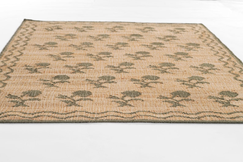 Handgeweven jute vloerkleed, handgemaakt jute vloerkleed, natuurlijk jute vloerkleed, katoenen jute vloerkleed, jute slaapkamer vloerkleed, aangepast formaat vloerkleed, jute vloerkleed binnen 8 x 10, 9 x 12 afbeelding 7