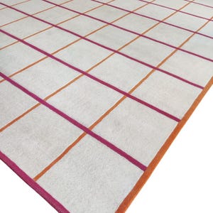 Contemporary Checkered Premium Wool Hand Tufted Rug – 8X10, 9x12, 12X12, 12X15 Large Custom Area Rug for Bedroom and Living Room