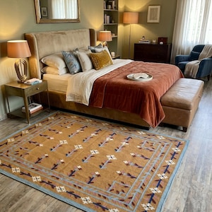 Wool Area Rug, Modern 9X12 Wool Rug, Wool Bedroom Rug for living room and Bedroom, Indoor Rug, Handwoven Wool Rug, Custom Wool Rug