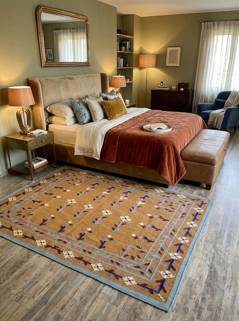 Wool Area Rug, Modern 9X12 Wool Rug, Wool Bedroom Rug for living room and Bedroom, Indoor Rug, Handwoven Wool Rug, Custom Wool Rug