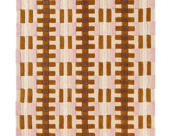 8X10, 9X12 Hand Tufted Wool Geometric Scalloped Rug - Modern Area Carpet, Custom Size - Handmade Soft Rug for Living Room or Bedroom Decor