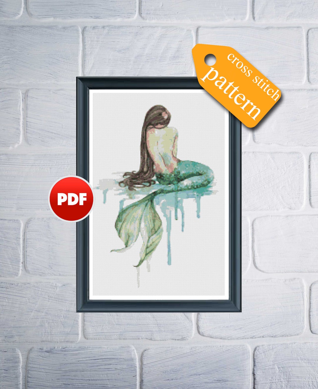 PDF Mermaid Cross Stitch Pattern Water Fantasy Cross Stitch Mermaid ...