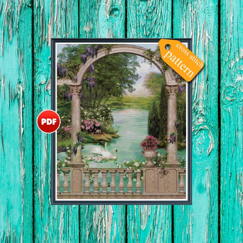 Swan Lake Cross Stitch Pattern: Full Coverage Tapestry (PDF Download) image 2