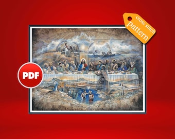 Last Supper Cross Stitch Pattern, Religious Art (PDF Pattern)
