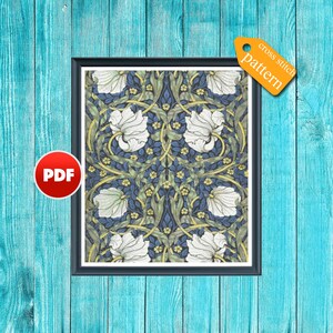PDF Pimpernel flowers by William Morris cross stitch pattern William Morris cross stitch chart William Morris Pimpernel DesignsByOvi