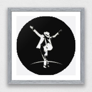 PDF Michael Jackson Counted Cross Stitch Celebrity cross stitch pattern Black and white Full coverage cross stitch chart pattern