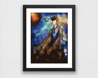 PDF Doctor Who counted cross stitch Custom cross stitch pattern Full coverage cross stitch pattern Cross stitch chart Dr Who cross stitch