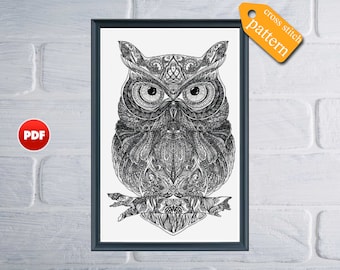 PDF Owl cross stitch pattern Mandala owl cross stitch pattern Wild cross stitch pattern Owl cross stitch pattern Modern pattern