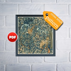 PDF Modèle de tapisserie renard et faisan William Morris Grille de point de croix vintage renard faisan William Morris
