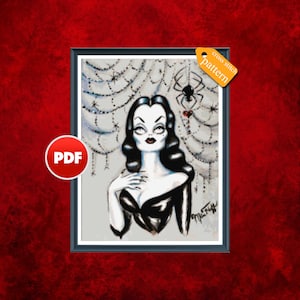 PDF-Vampir-Kreuzstichmuster Goth-Kreuzstichmuster Morticia Adams-Kreuzstichmuster Bundle-Gothic-Kreuzstichmuster Horror-Kreuzstichmuster