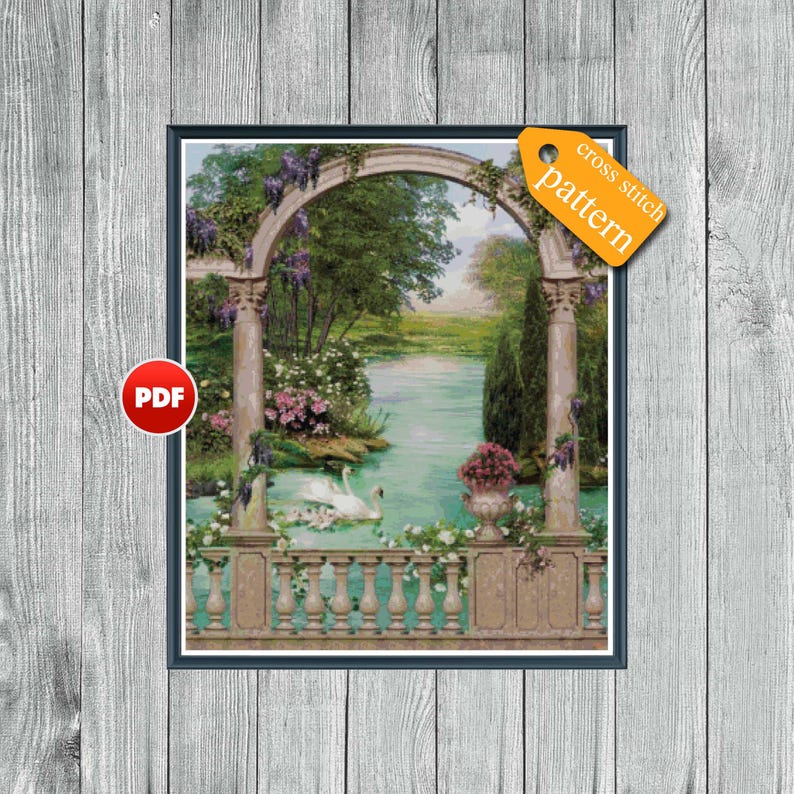 Swan Lake Cross Stitch Pattern: Full Coverage Tapestry (PDF Download) image 11