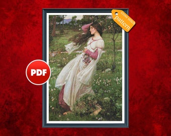 PDF Windflowers cross stitch pattern John William Waterhouse cross stitch pattern Wind flower cross stitch pattern