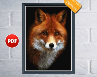 PDF Fox cross stitch pattern Wild animal cross stitch pattern Nature cross stitch pattern Fox diamond painting