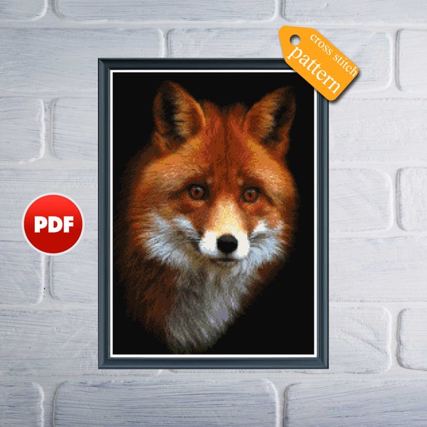 PDF Fox cross stitch pattern Wild animal cross stitch pattern Nature cross stitch pattern Fox diamond painting