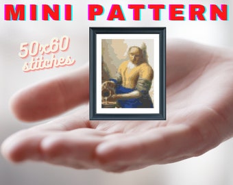 PDF mini Kreuzstichmuster Milchmädchen Gemälde von Johannes Vermeer Mini Kreuzstichmuster Milchmädchen Miniaturkunst Dekor