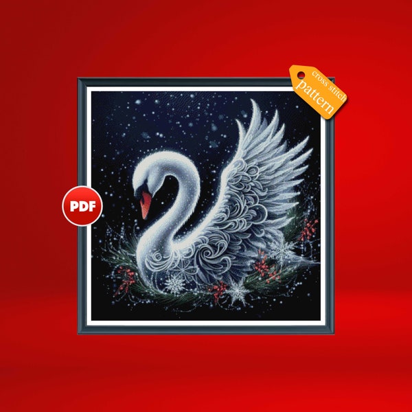 PDF Swan cross stitch pattern Swans cross stitch pattern Swan PDF chart Full coverage cross stitch pattern Modern home decor