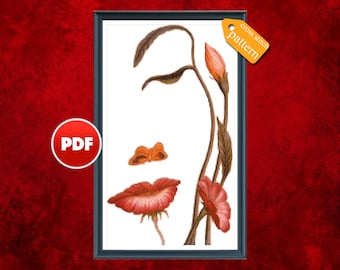 PDF Flower face cross stitch pattern Ocampo Flower face Fantasy cross stitch pattern Modern counted cross stitch Floral home decor art