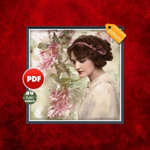 PDF Denkende Dame Kreuzstichmuster Vintage Kreuzstichmuster Dame Kreuzstichmuster Damen Kreuzstichmuster Melancholy Kreuzstichmuster