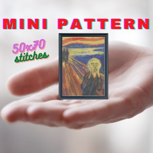 PDF mini Scream cross stitch pattern Edvard Munch paintings The Scream mini cross stitch pattern Famous mini Home decor cross stitch Artwork