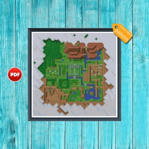 PDF Zelda cross stitch pattern Legend of Zelda A Link to the Past Zelda Map of Hyrule pattern Game cross stitch pattern