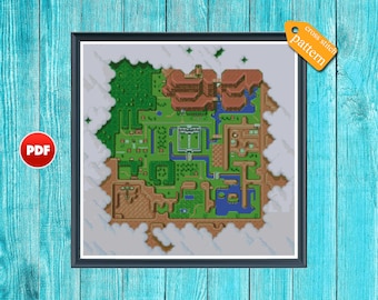 PDF Zelda cross stitch pattern Legend of Zelda A Link to the Past Zelda Map of Hyrule pattern Game cross stitch pattern
