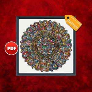 PDF Mandala Star cross stitch pattern Star mandala cross stitch pattern Galaxy mandala Full coverage cross stitch pattern