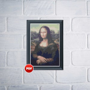 PDF mini Mona Lisa cross stitch pattern Leonardo da Vinci paintings Mini cross stitch pattern Gioconda cross stitch Joconde Gioconda Artwork