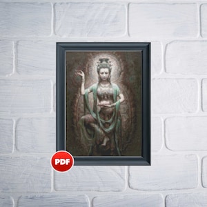 PDF Green Tara cross stitch pattern Buddha of enlightened activity cross stitch Feng Shui Nepali princess Buddhist goddess DesignsByOvi