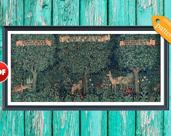 PDF Tapestry Greenery full coverage cross stitch pattern William Morris Tapestry pattern Vintage cross stitch William Morris cross stitch