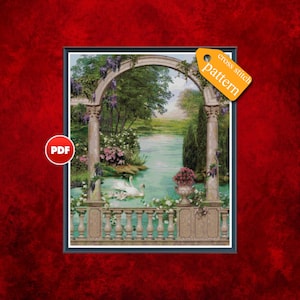 Swan Lake Cross Stitch Pattern: Full Coverage Tapestry (PDF Download) image 1