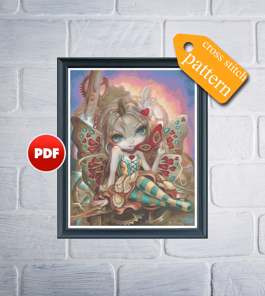 PDF Masquerade Cross Stitch Pattern Jasmine Becket Griffith Fairy Cross