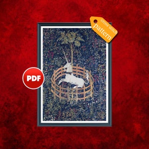 PDF Captive unicorn cross stitch pattern Unicorn cross stitch pattern The captive unicorn cross stitch pattern Tapestry cross stitch pattern