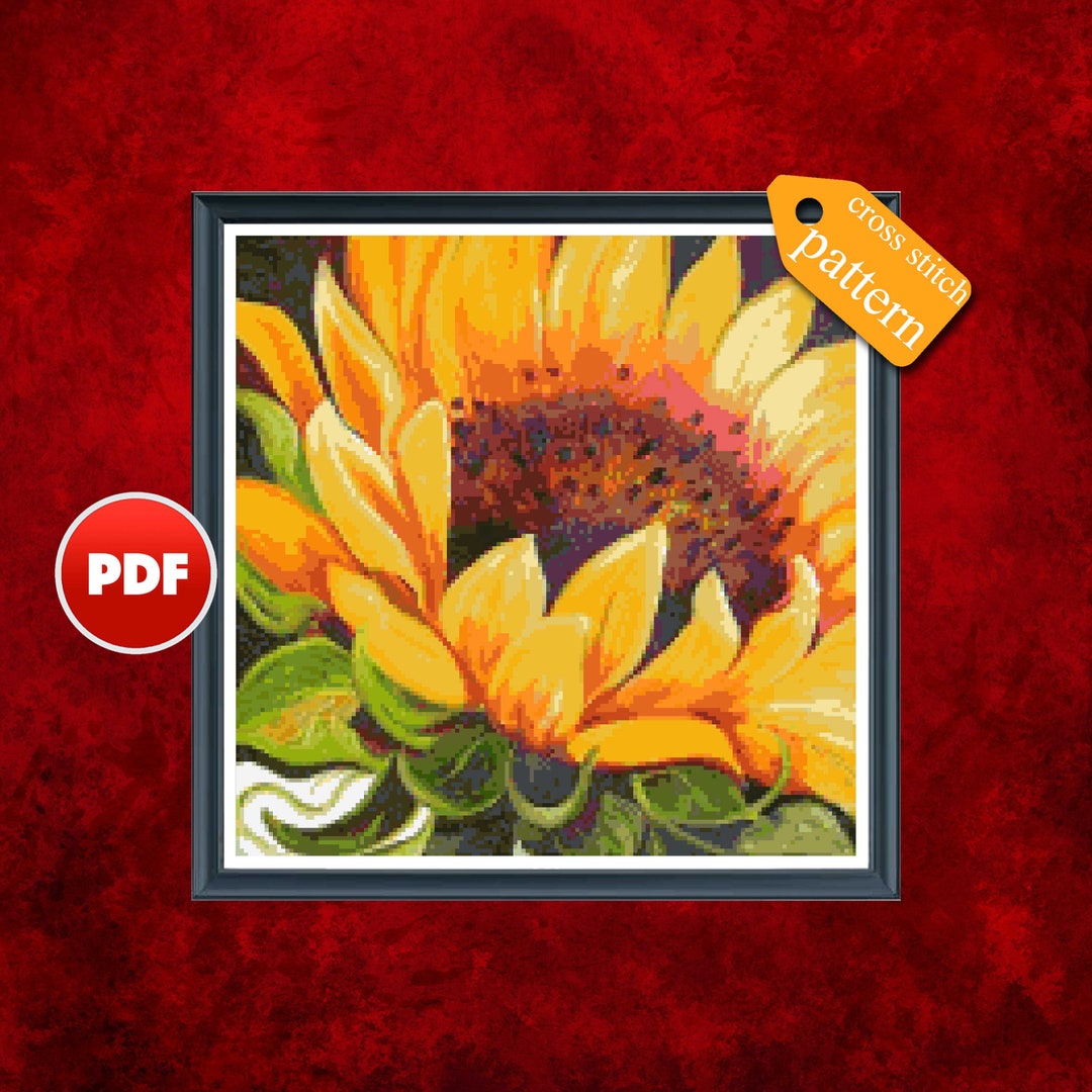 PDF Sunflower Cross Stitch Pattern Sun Flower Summer Flowers Cross