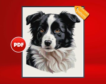 PDF Border collie cross stitch pattern Collie dog cross stitch pattern Pet cross stitch pattern Dogs cross stitch pattern