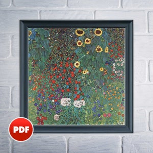 PDF Sonnenblumengarten Kreuzstichmuster Gustav Klimt Sonnenblumen Kreuzstichmuster Klimt Garten Sonnenblumen Kreuzstichmuster
