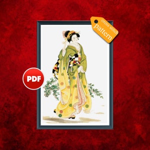 PDF Geisha cross stitch pattern Asian cross stitch pattern Japanese girl cross stitch pattern Spring cross stitch Geisha x stitch